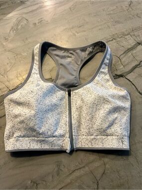 Danskin Front-Zip Sports Bra in Heather Gray and Charcoal